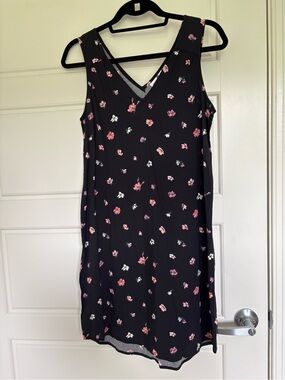Sleeveless Black Floral Slip Dress